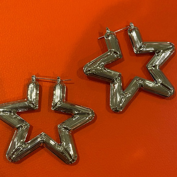 Jewelry - Silver Star Hoop Earrings